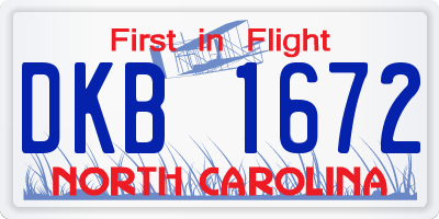 NC license plate DKB1672