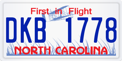NC license plate DKB1778