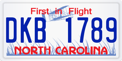 NC license plate DKB1789