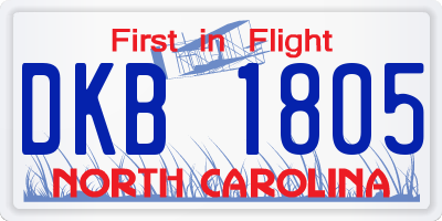 NC license plate DKB1805