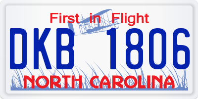 NC license plate DKB1806