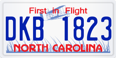 NC license plate DKB1823