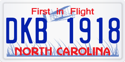NC license plate DKB1918