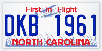 NC license plate DKB1961