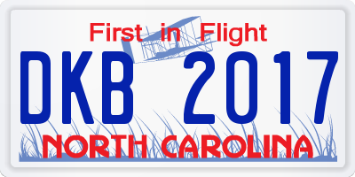 NC license plate DKB2017