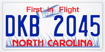 NC license plate DKB2045