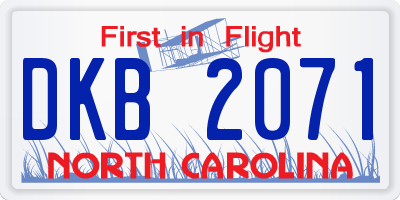 NC license plate DKB2071