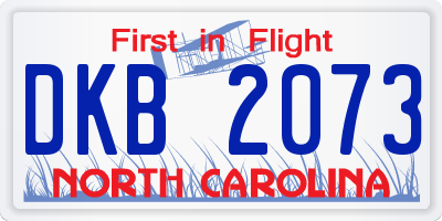 NC license plate DKB2073