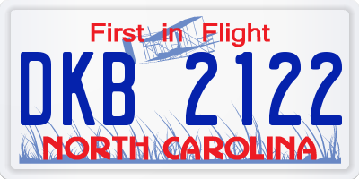 NC license plate DKB2122