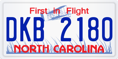 NC license plate DKB2180