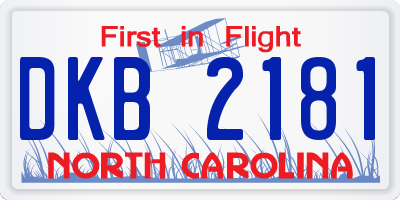 NC license plate DKB2181