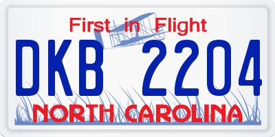 NC license plate DKB2204