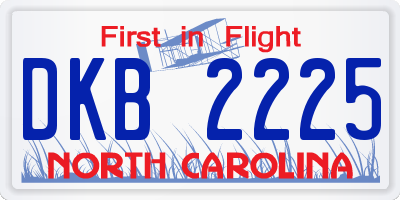 NC license plate DKB2225