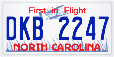 NC license plate DKB2247