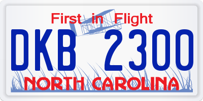 NC license plate DKB2300