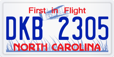 NC license plate DKB2305
