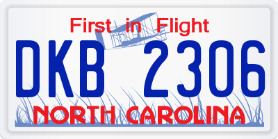 NC license plate DKB2306