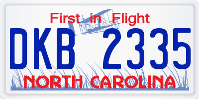 NC license plate DKB2335