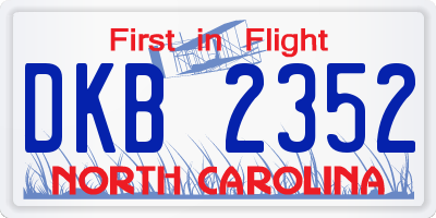 NC license plate DKB2352