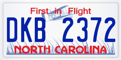 NC license plate DKB2372