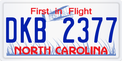 NC license plate DKB2377