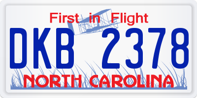 NC license plate DKB2378