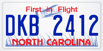 NC license plate DKB2412