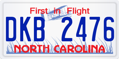 NC license plate DKB2476