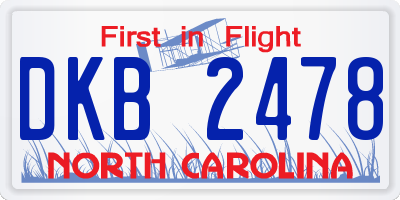 NC license plate DKB2478