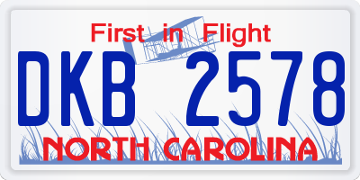 NC license plate DKB2578