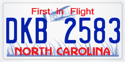 NC license plate DKB2583