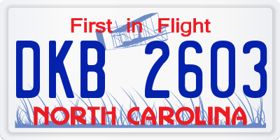 NC license plate DKB2603