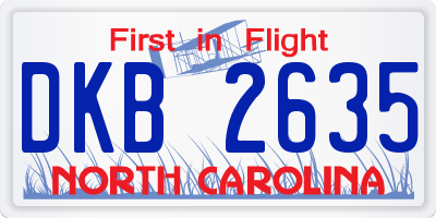 NC license plate DKB2635