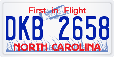 NC license plate DKB2658