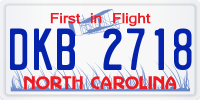 NC license plate DKB2718
