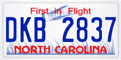 NC license plate DKB2837