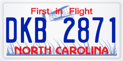 NC license plate DKB2871