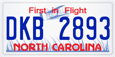 NC license plate DKB2893