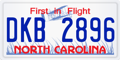 NC license plate DKB2896