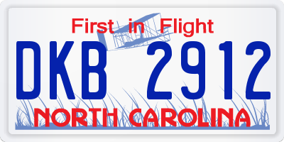 NC license plate DKB2912