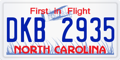 NC license plate DKB2935