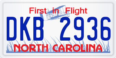NC license plate DKB2936