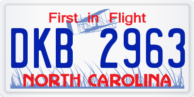 NC license plate DKB2963