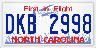 NC license plate DKB2998