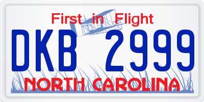NC license plate DKB2999
