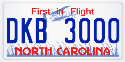 NC license plate DKB3000