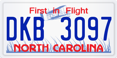 NC license plate DKB3097