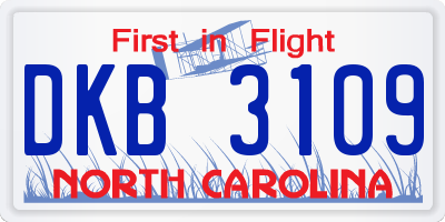 NC license plate DKB3109