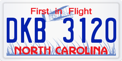 NC license plate DKB3120
