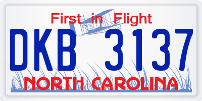 NC license plate DKB3137
